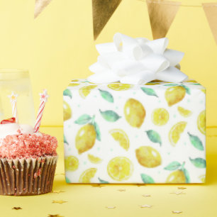 Watercolor lemons  wrapping paper