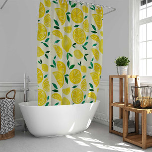 Watercolor lemons - yelllow and green shower curtain