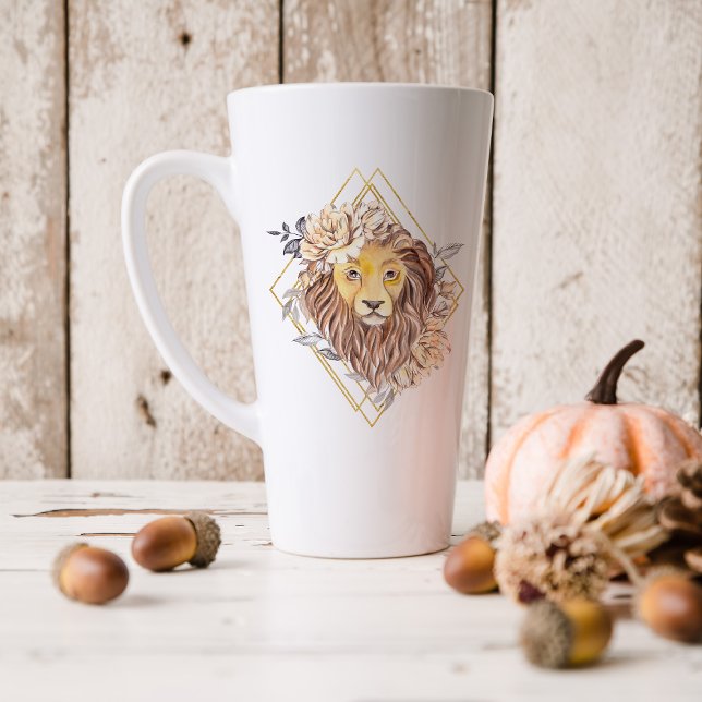 Watercolor Leo Astrology Zodiac Sign | Monogram Latte Mug (Creator Uploaded)