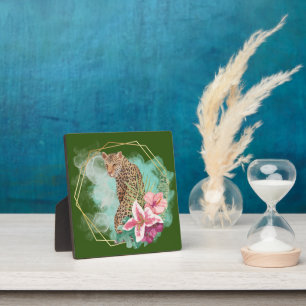 Watercolor Leopard and Tropical Frame Tabletop 