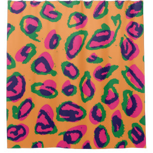 Watercolor leopard animal print illustration patte shower curtain