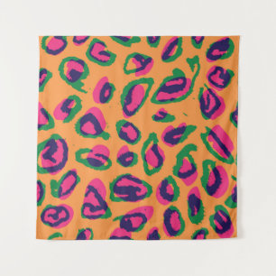 Watercolor leopard animal print illustration patte tapestry