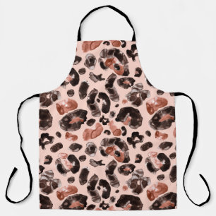 Watercolor leopard animal print pattern apron