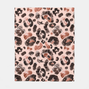 Watercolor leopard animal print pattern fleece blanket