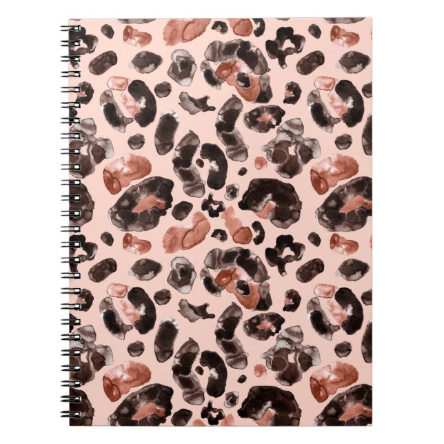 Watercolor leopard animal print pattern notebook (Front)