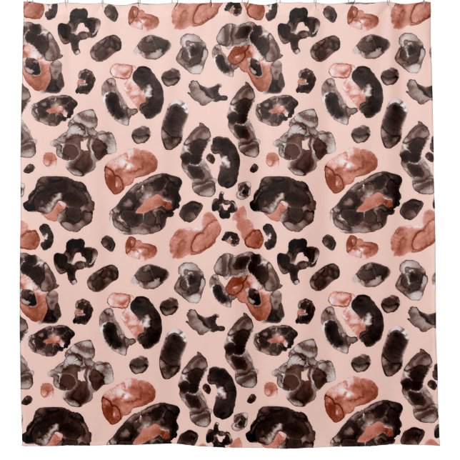 Watercolor leopard animal print pattern shower curtain (Front)