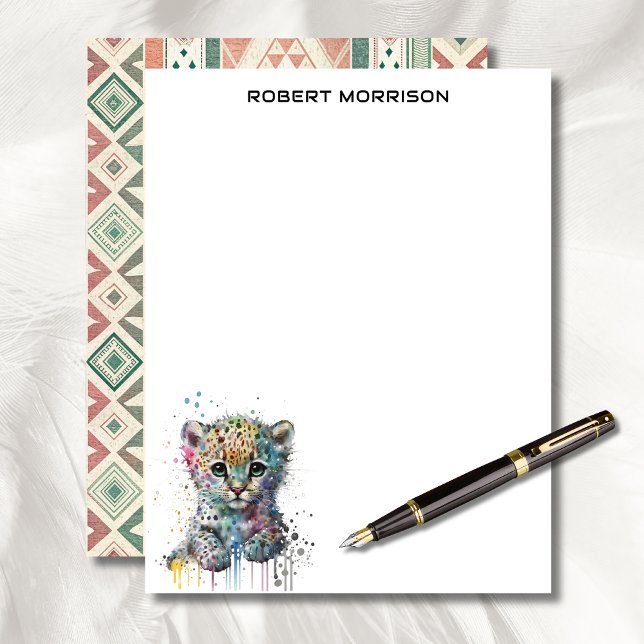 Watercolor Leopard Elegant Business Stationery  Custom Letterhead (Creator Uploaded)