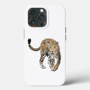 watercolor leopard jungle cat painted animal green iPhone 13 pro case