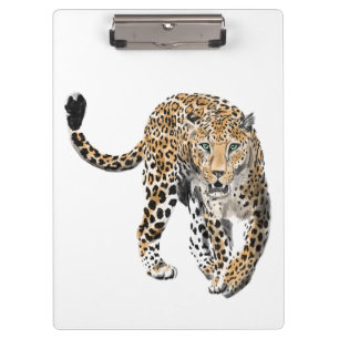 watercolor leopard jungle cat painted animal green clipboard