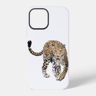 watercolor leopard jungle cat painted animal green iPhone 12 case