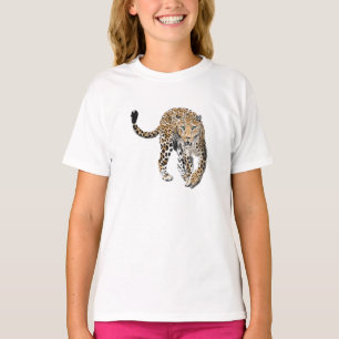 watercolor leopard jungle cat painted animal green T-Shirt