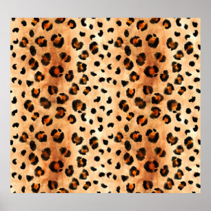 Watercolor Leopard Print: Exotic Fur Texture Poster
