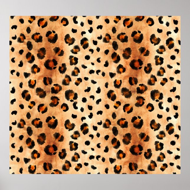 Watercolor Leopard Print: Exotic Fur Texture Poster (Front)