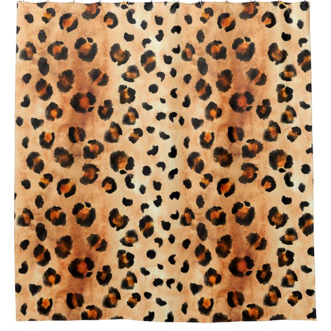 Watercolor Leopard Print: Exotic Fur Texture Shower Curtain (Front)