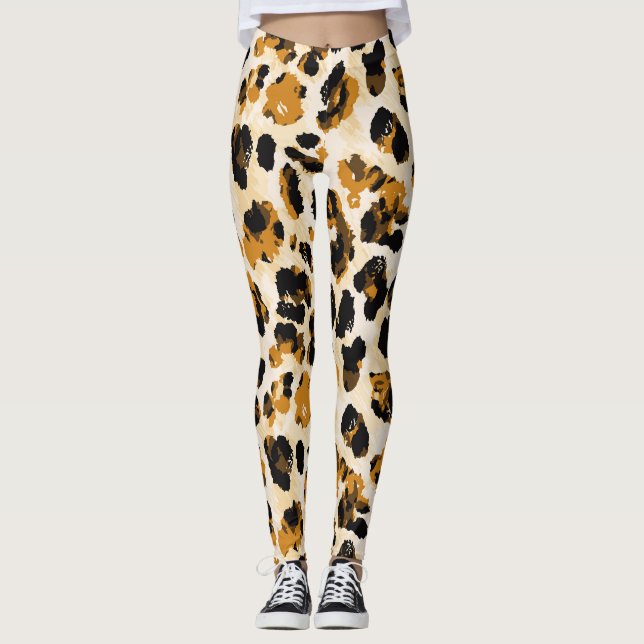 Watercolor leopard skin, tie-dye gradient. leggings (Front)