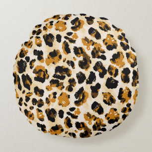 Watercolor leopard skin, tie-dye gradient. round cushion