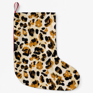 Watercolor leopard skin, tie-dye gradient. small christmas stocking