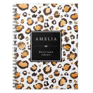 Watercolor Leopard Spots   Custom Name Notebook