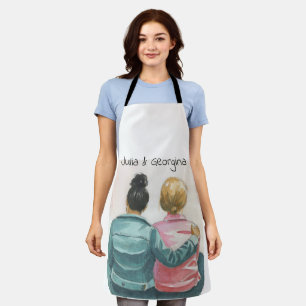 Watercolor Lesbian Couple Personalised Apron