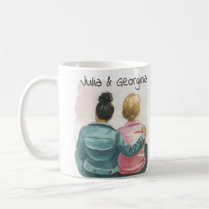 Watercolor Lesbian Couple Personalized Coffee Mug