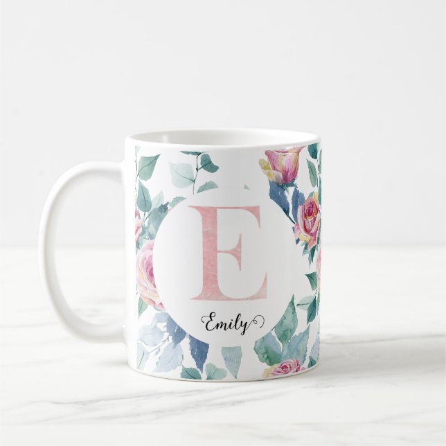Watercolor letter E Coffee Mug (Left)