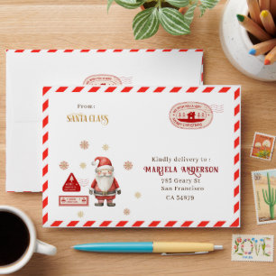  Watercolor Letter from Santa baby shower Envelope