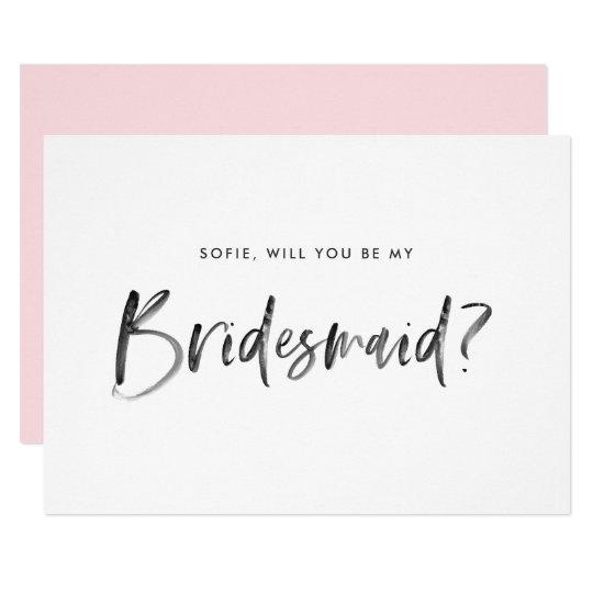 Watercolor Lettering Will You Be My Bridesmaid Invitation
