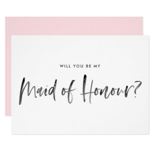 Watercolor Lettering Will You Be My Maid of Honour Invitation