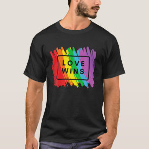 Watercolor LGBT Pride Love Wins Rainbow Paint T-Shirt