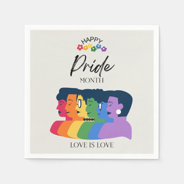 Watercolor LGBTQ PRIDE Month Party Napkin (Front)
