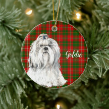 Watercolor Lhasa Apso Ceramic Ornament