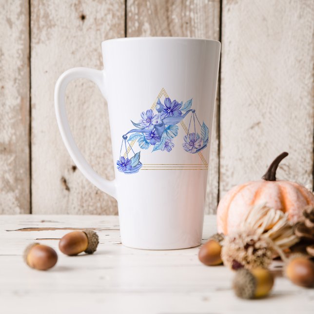 Watercolor Libra Astrology Zodiac Sign | Monogram Latte Mug (Creator Uploaded)