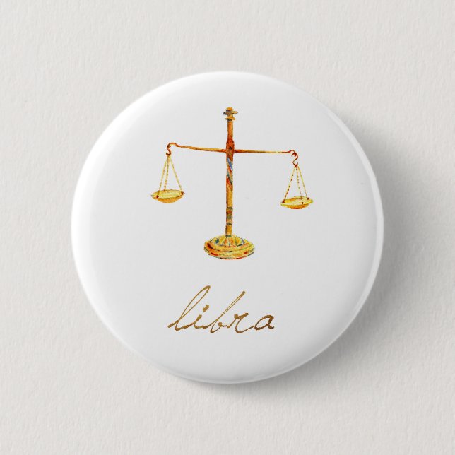 Watercolor Libra Scales 6 Cm Round Badge (Front)
