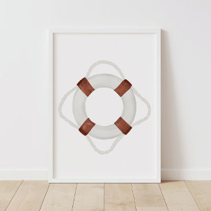 Watercolor Life Preserver Nautical Decor