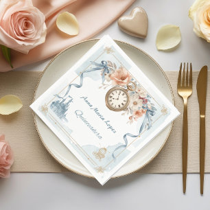 Watercolor light blue Cinderella theme quinceanera Napkin