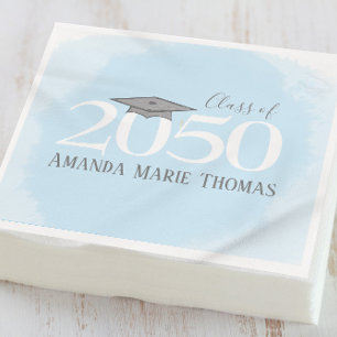 Watercolor Light Blue Elegant Graduation Party Napkin