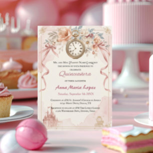 Watercolor light pink Cinderella theme quinceanera Acrylic Invitations
