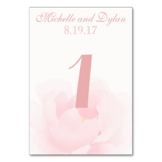 Watercolor Light Pink Peony Wedding Table Number