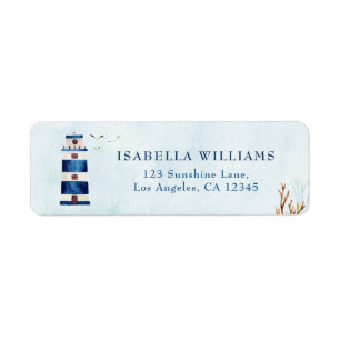 Watercolor Lighthouse Baby Shower Address  Return Address Label