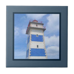 Watercolor lighthouse ceramic tile