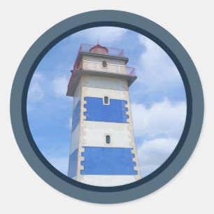 Watercolor lighthouse classic round sticker