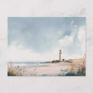 Watercolor Lighthouse Coastal Art Postcard 