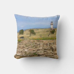 Watercolor lighthouse cushion