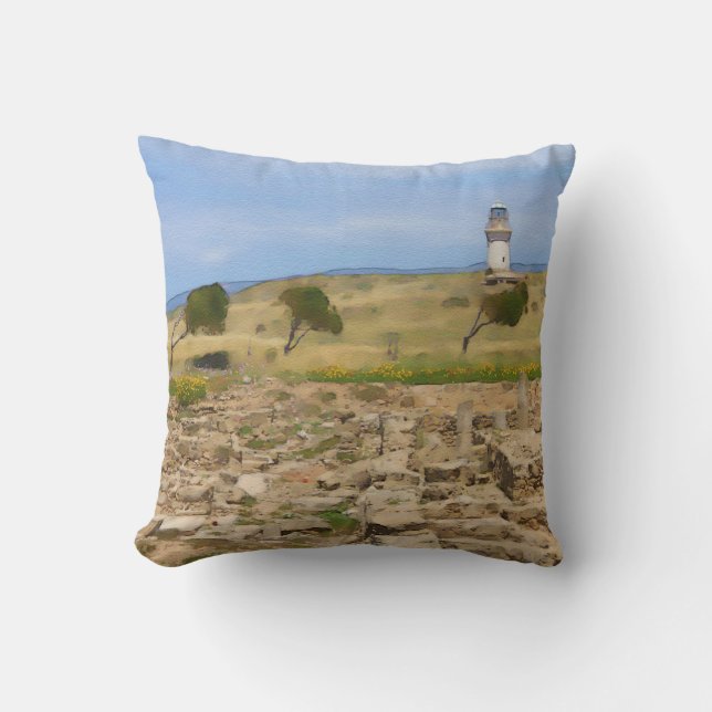 Watercolor lighthouse cushion (Front)