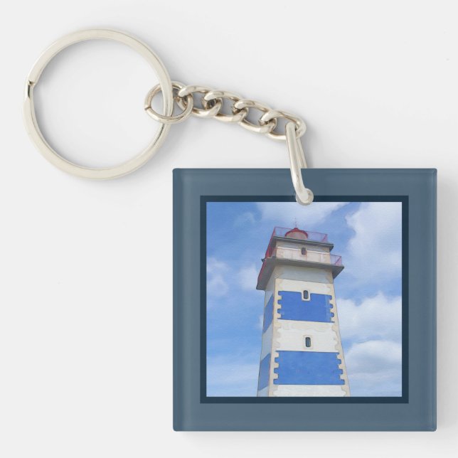 Watercolor lighthouse key ring (Front)