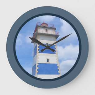 Watercolor lighthouse large clock