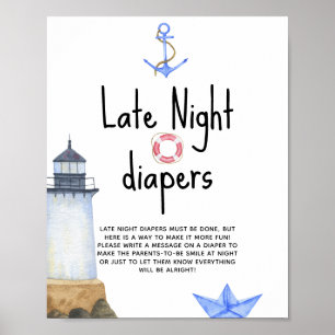 Watercolor lighthouse - Late Night diapers Poster