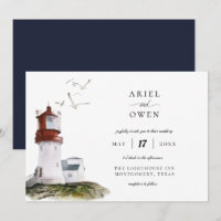 Watercolor Lighthouse Nautical Theme Wedding