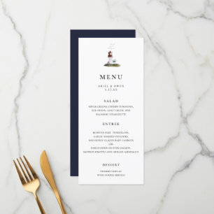 Watercolor Lighthouse Nautical Wedding Menu