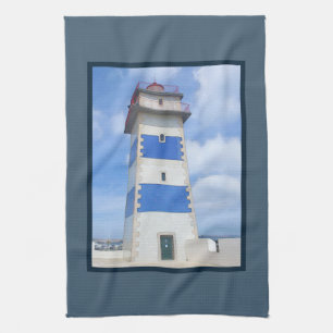 Watercolor lighthouse tea towel